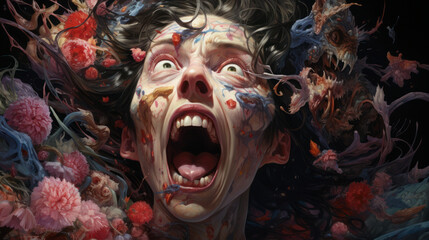 Face in terror, crazy visuals during bad trip