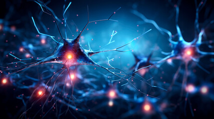 Abstract image of brain cells - process of thinking concept - obrazy, fototapety, plakaty