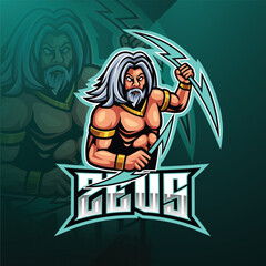 zeus e-sports mascot logo design. illustrations vector template, sport logo design with modern illustration concept style for badge, emblem and t-shirt printing