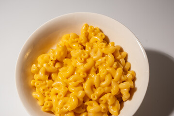macro shot of macaroni with cheese
