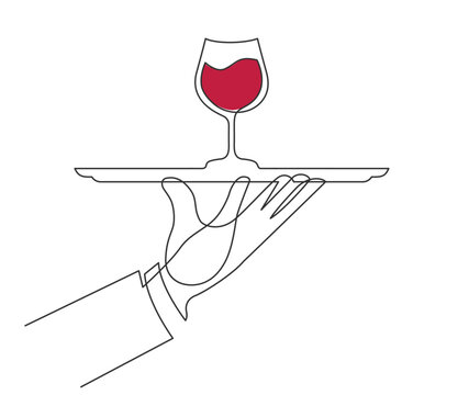 wine glass on tray, hand serving clip art preview