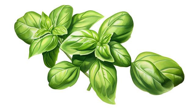 Fresh Basil Leaves Illustration