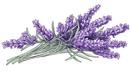 Elegant Lavender Illustration, White Background