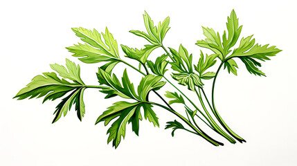 Obraz premium Fresh Green Lovage on White Background