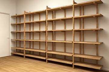 Shelves without any items. Generative AI
