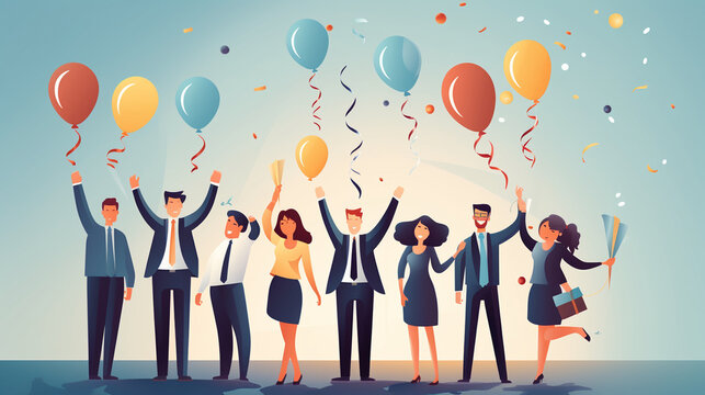 Employees Celebrating a Milestone or Achievement in the Workplace, Employee