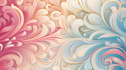 Abstract Vector Background with Intricate Arabesque Patterns in Pastel Colors, Vector