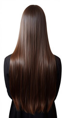 Fototapeta premium Back view of woman with Long straight hair. Isolated on white background