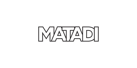Matadi in the Congo emblem. The design features a geometric style, vector illustration with bold typography in a modern font. The graphic slogan lettering.