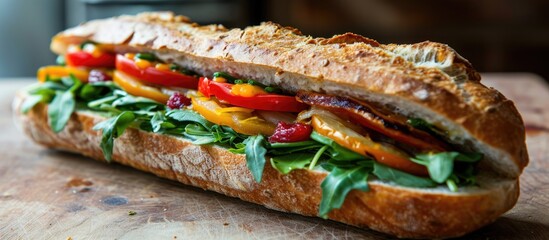 Flavorful and wholesome vegetarian sandwich in a fresh baguette