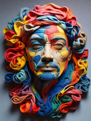 A masterful approach: a portrait created from multi-colored plasticine