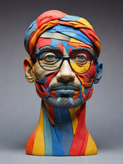 A unique form of expression: a portrait made of multi-colored plastic mass