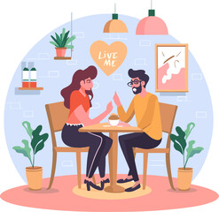  Flat illustration of a happy couple with romantic moments