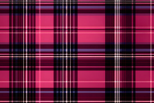 Pink purple plaid pattern seamless graphic. Tartan Scottish check plaid for flannel shirt, blanket, scarf, throw, duvet cover, upholstery, or other modern retro casual fabric design.