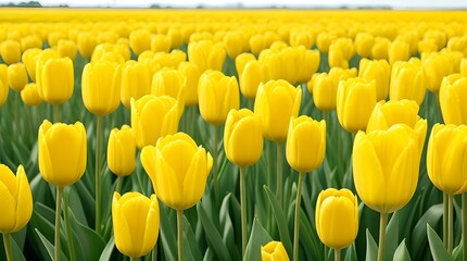 Yellow tulips on a sunny spring day