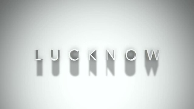Lucknow 3D title animation with shadows on a white background