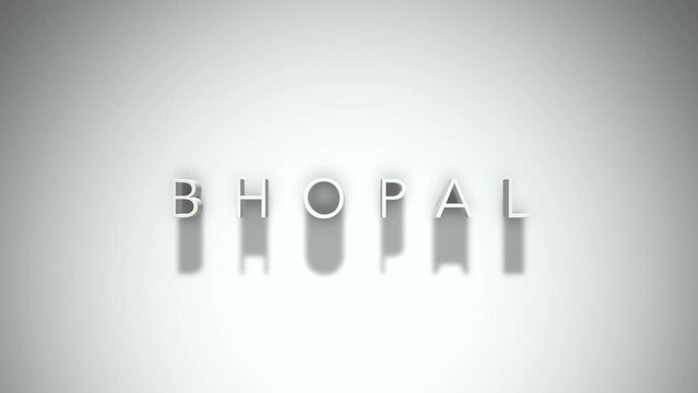 Bhopal 3D title animation with shadows on a white background