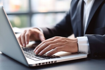 close up of hands typing on laptop