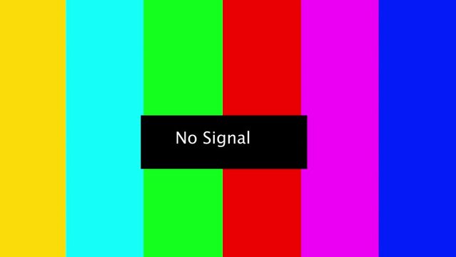 Television screen error. SMPTE color bars technical problems.
