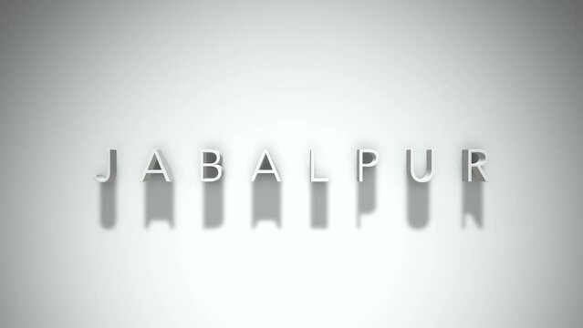 Jabalpur 3D title animation with shadows on a white background