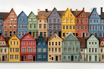 Fototapeta premium Wooden bauhaus modern city seamless pattern background. Repeating decoration geometry for wall