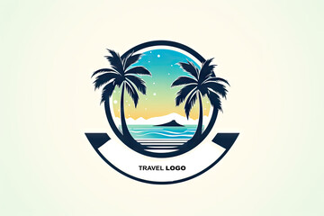 Fototapeta na wymiar Leisure Travel Logo Template, Tourism Emblem