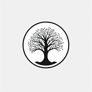 Tree Icon, Minimal Tree Symbol, Eco Bio Logo, Organic Ecology Design Pictogram, Nature Symbol Outline
