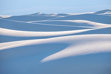 Curves and lines, light and shadows. White Sand dunes. Alamogordo. New Mexico. USA