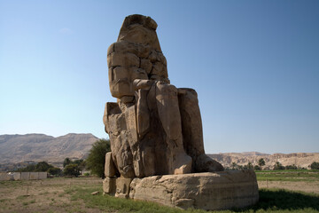 Egypt Luxor colossi Mnemon on a sunny autumn day