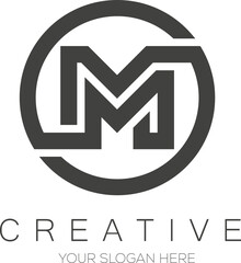 M letter Logo Design. Circle M letter logo