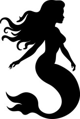Vector illustration. Mermaid silhouette. Girl with a fishtail. AI generated illustration.