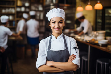 portrait of a smiling female chef