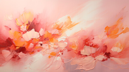 acrylic paint strokes in expressionism. abstract background in pink and peach fuzz colors. Color 2024.