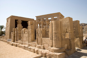 Egypt Aswan Temple on Philae Island on a sunny autumn day