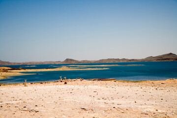 Egypt Aswan reservoir on a sunny autumn day