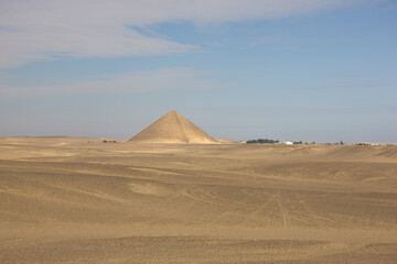Fototapeta na wymiar Egypt Dahshur red pyramid on a sunny autumn day