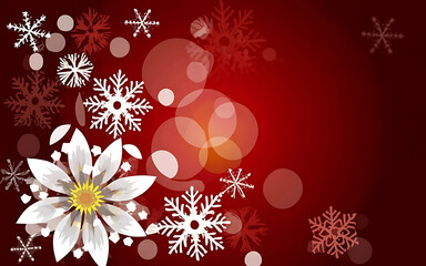 Beautiful floral abctract background with shine snowflakes