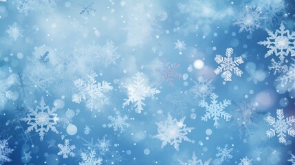 Fototapeta na wymiar winter background with beautiful various snowflakes 