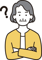 シンプルな人物イラスト腕組みおばあさん