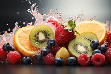 Appetizing fresh background on the theme of healthy fruits