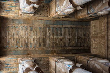 Egypt Dendera Temple of Isis on an autumn sunny day - obrazy, fototapety, plakaty
