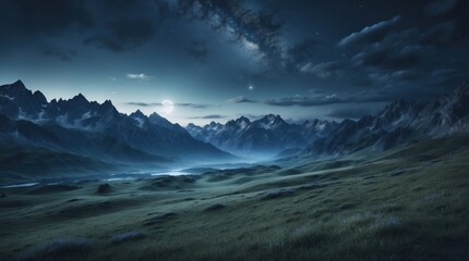 Obraz premium Landscape under the moon