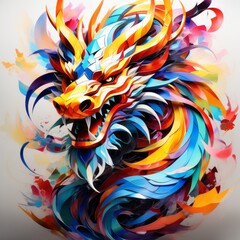 chinese dragon head isolated created with generative AI software