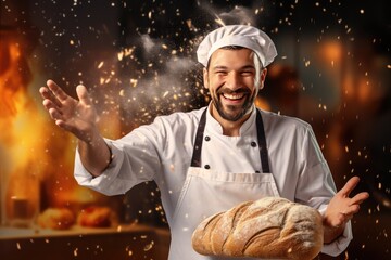 A professional baker bakes beautiful bread