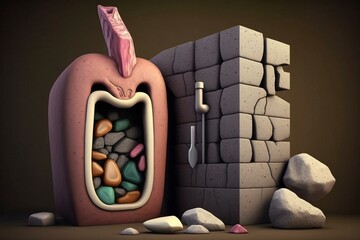 Stones and organ for bile storage. Generative AI - obrazy, fototapety, plakaty