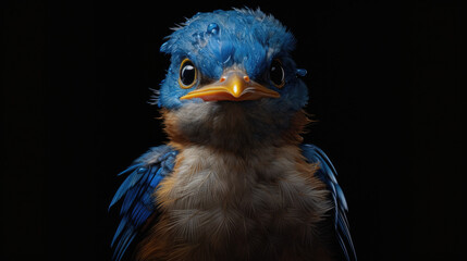 Fototapeta premium Detailed close-up shot of bird with black background. Perfect for nature enthusiasts or birdwatching enthusiasts.