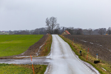 Viderup, Sweden A rural country road in winter.