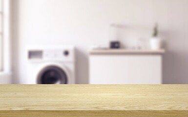 Obraz premium Background for design blank table at laundry room
