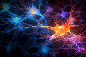Abstract image of neural connections in the brain and body, medical and health background