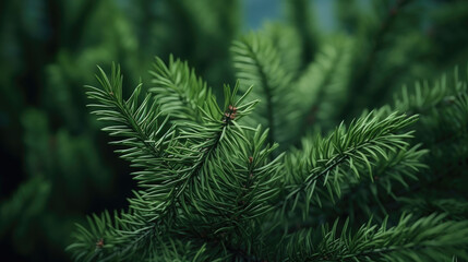 Detailed close-up of pine tree branch. Perfect for nature-themed projects or to add touch of greenery to your designs.